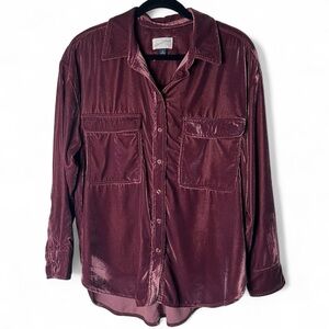 Universal Thread – Women’s Velvet Button-Down Shirt Maroon‎ – Sz. M